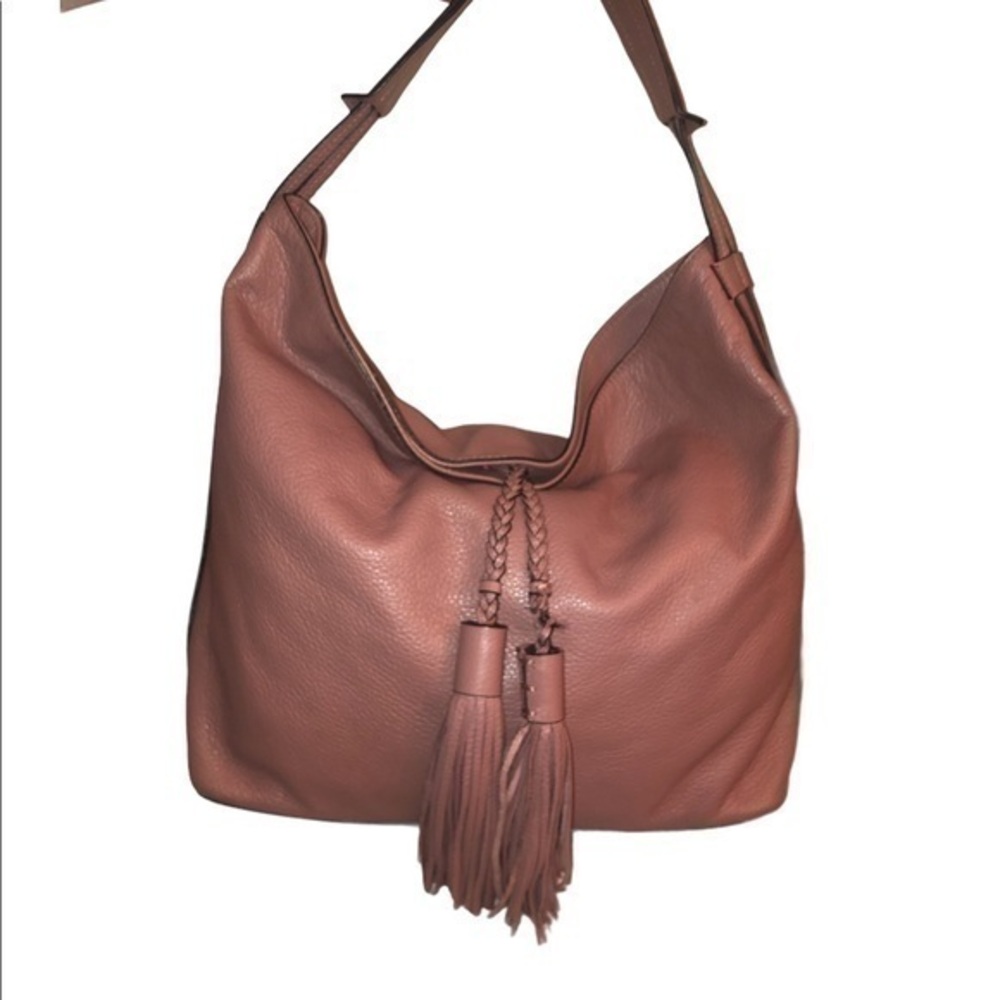 Rebecca MINKOFF pink leather tassel hobo bag